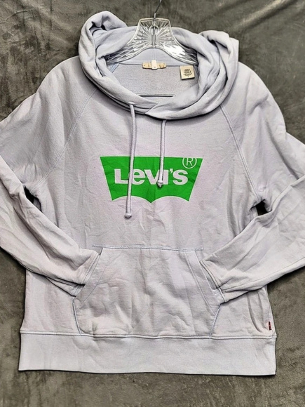 Levi's Graphic Pullover Lightweight Hoodie Light Lilac Purple Green Logo Medium